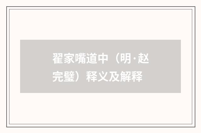 翟家嘴道中（明·赵完璧）释义及解释