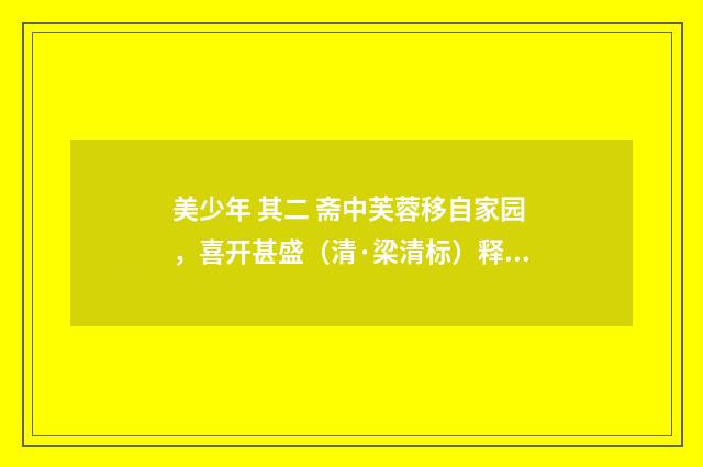 美少年 其二 斋中芙蓉移自家园，喜开甚盛（清·梁清标）释义及解释