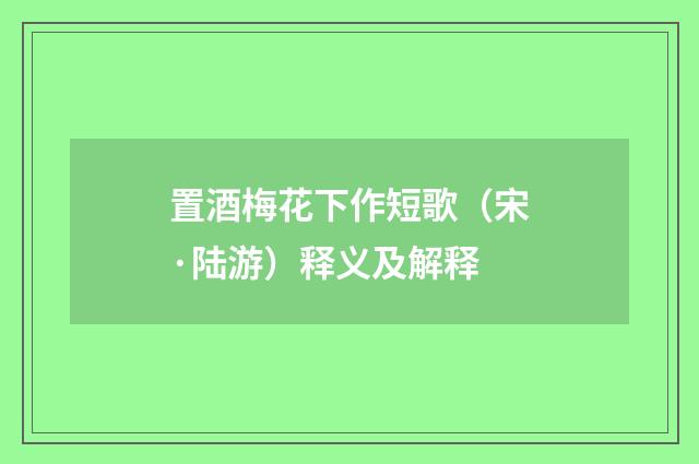 置酒梅花下作短歌（宋·陆游）释义及解释