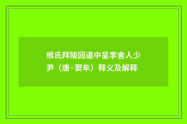 缑氏拜陵回道中呈李舍人少尹（唐·窦牟）释义及解释