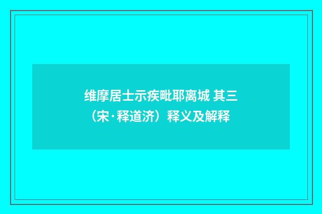 维摩居士示疾毗耶离城 其三（宋·释道济）释义及解释