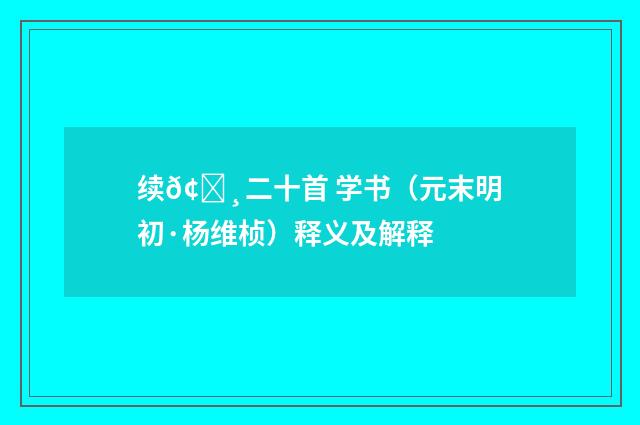 续𢅸二十首 学书（元末明初·杨维桢）释义及解释