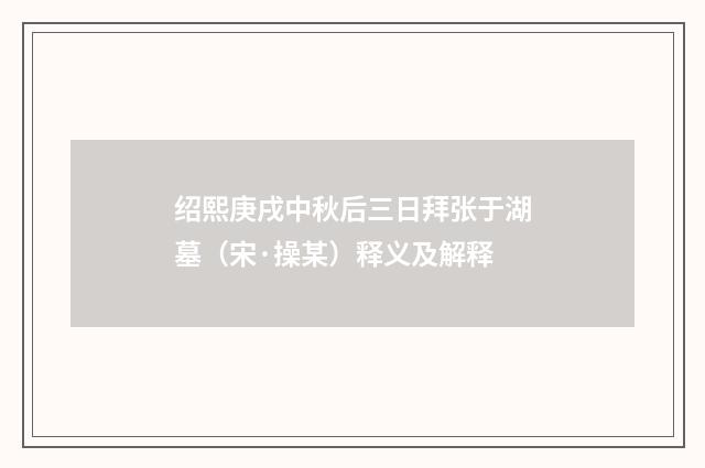 绍熙庚戌中秋后三日拜张于湖墓（宋·操某）释义及解释