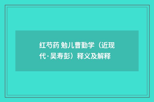 红芍药 勉儿曹勤学（近现代·吴寿彭）释义及解释