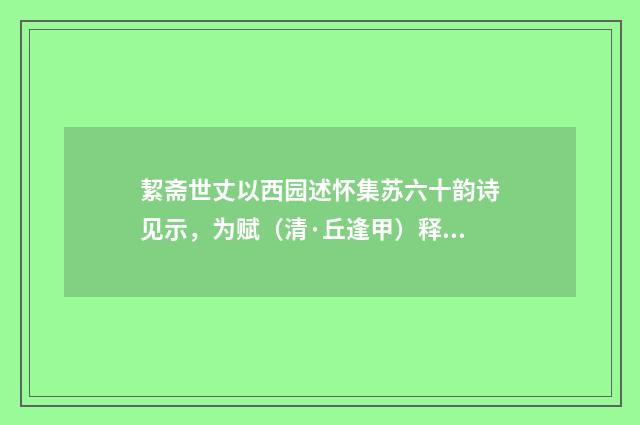 絜斋世丈以西园述怀集苏六十韵诗见示，为赋（清·丘逢甲）释义及解释