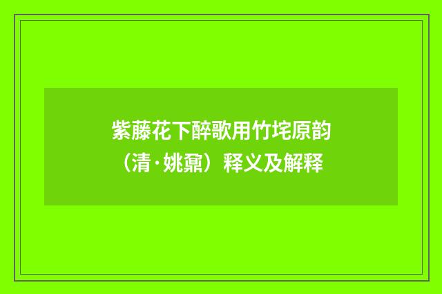 紫藤花下醉歌用竹垞原韵（清·姚鼐）释义及解释
