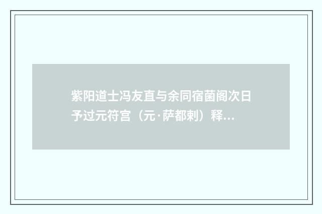 紫阳道士冯友直与余同宿菌阁次日予过元符宫（元·萨都剌）释义及解释
