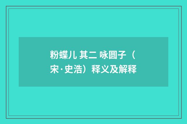 粉蝶儿 其二 咏圆子（宋·史浩）释义及解释