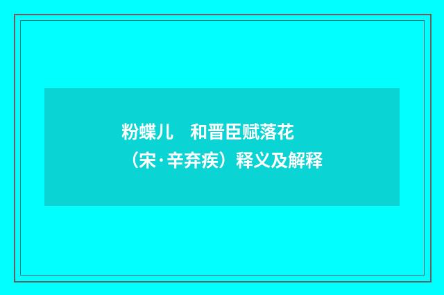 粉蝶儿 和晋臣赋落花（宋·辛弃疾）释义及解释