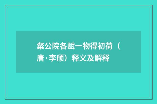 粲公院各赋一物得初荷（唐·李颀）释义及解释