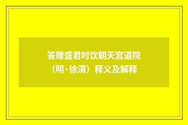答赠盛君时饮朝天宫道院（明·徐渭）释义及解释