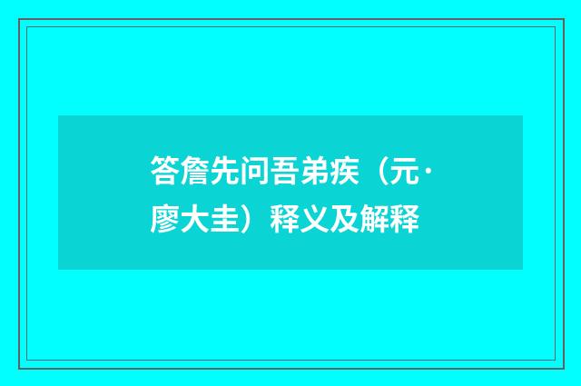 答詹先问吾弟疾（元·廖大圭）释义及解释