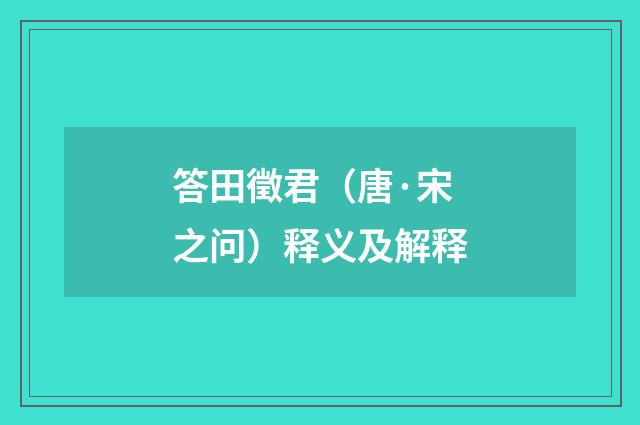 答田徵君（唐·宋之问）释义及解释