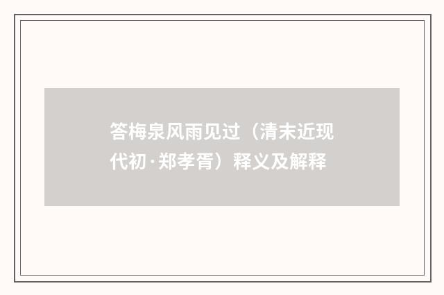 答梅泉风雨见过（清末近现代初·郑孝胥）释义及解释