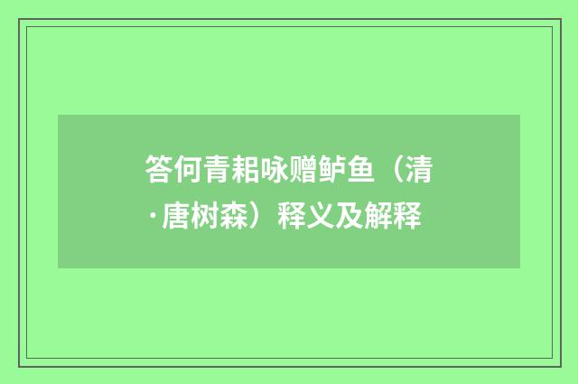 答何青耜咏赠鲈鱼（清·唐树森）释义及解释