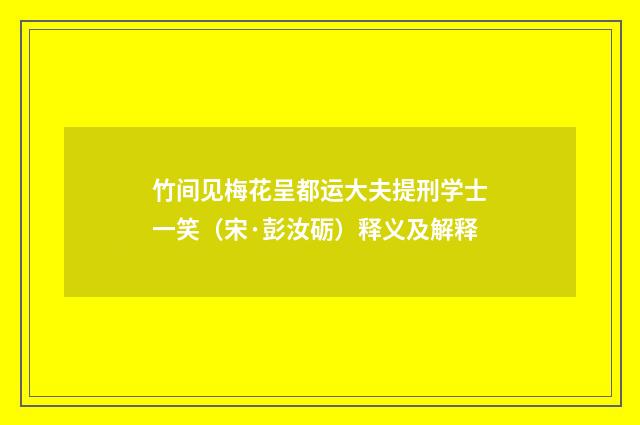 竹间见梅花呈都运大夫提刑学士一笑（宋·彭汝砺）释义及解释