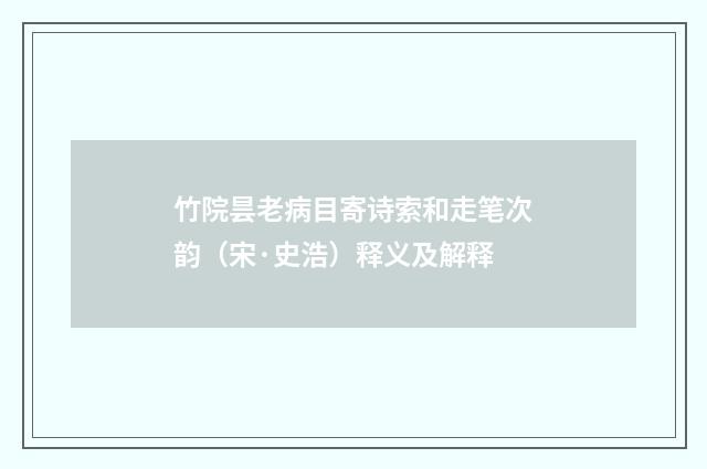 竹院昙老病目寄诗索和走笔次韵（宋·史浩）释义及解释