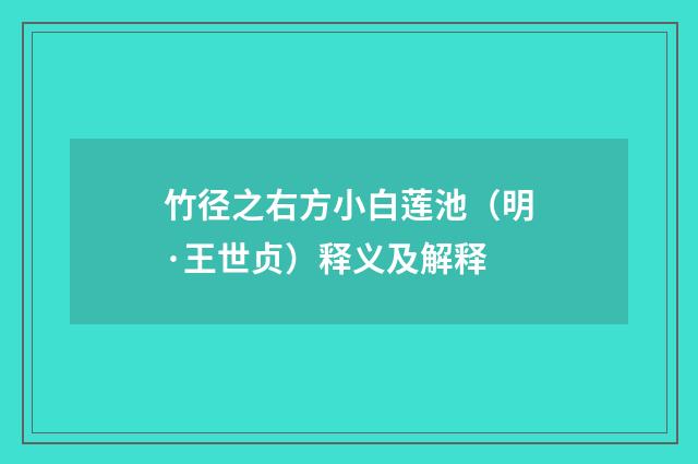 竹径之右方小白莲池（明·王世贞）释义及解释