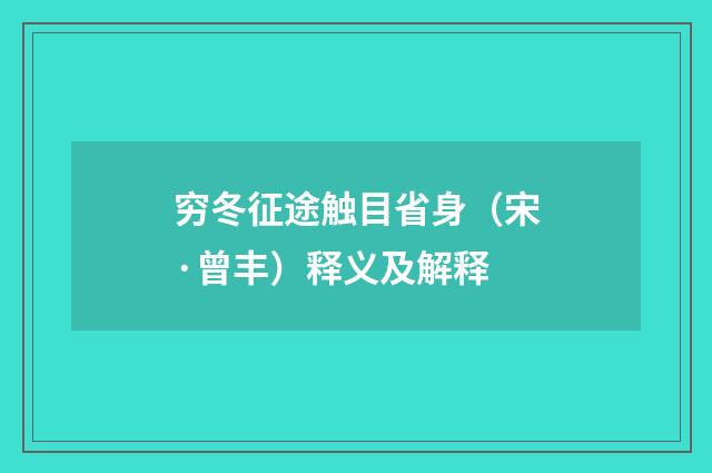 穷冬征途触目省身（宋·曾丰）释义及解释