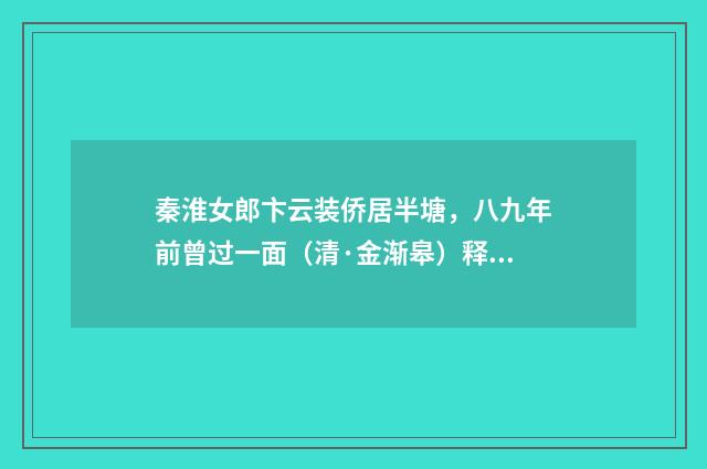 秦淮女郎卞云装侨居半塘，八九年前曾过一面（清·金渐皋）释义及解释