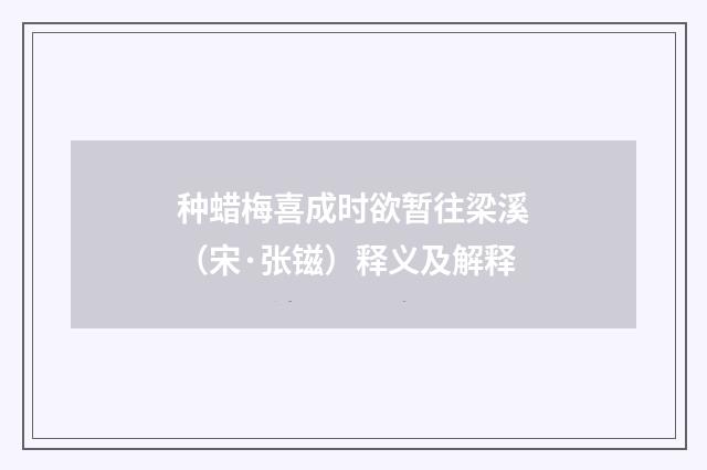 种蜡梅喜成时欲暂往梁溪（宋·张镃）释义及解释