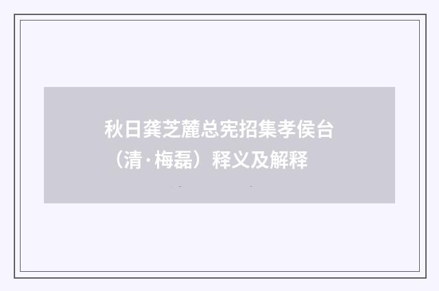 秋日龚芝麓总宪招集孝侯台（清·梅磊）释义及解释