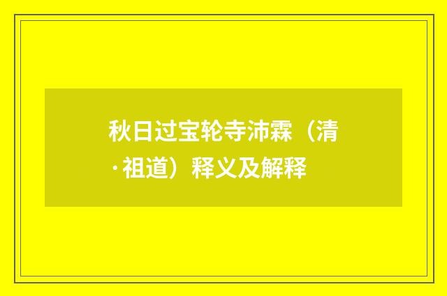 秋日过宝轮寺沛霖（清·祖道）释义及解释