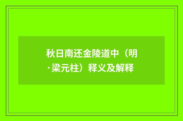 秋日南还金陵道中（明·梁元柱）释义及解释