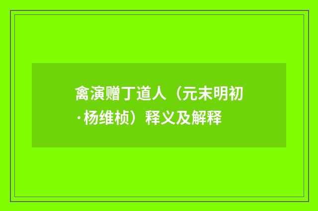 禽演赠丁道人（元末明初·杨维桢）释义及解释