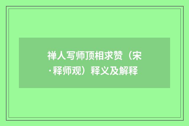 禅人写师顶相求赞（宋·释师观）释义及解释