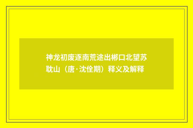 神龙初废逐南荒途出郴口北望苏耽山（唐·沈佺期）释义及解释