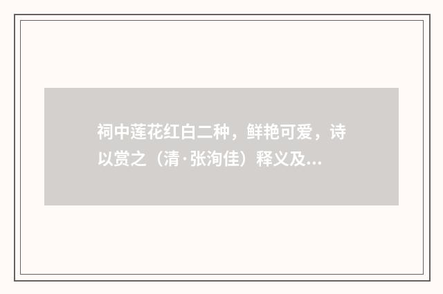 祠中莲花红白二种，鲜艳可爱，诗以赏之（清·张洵佳）释义及解释