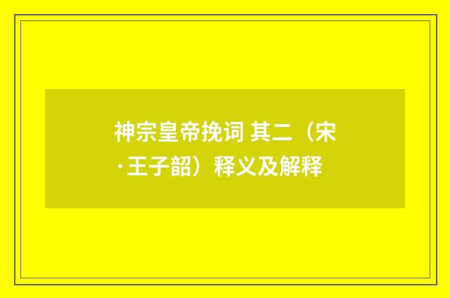 神宗皇帝挽词 其二（宋·王子韶）释义及解释