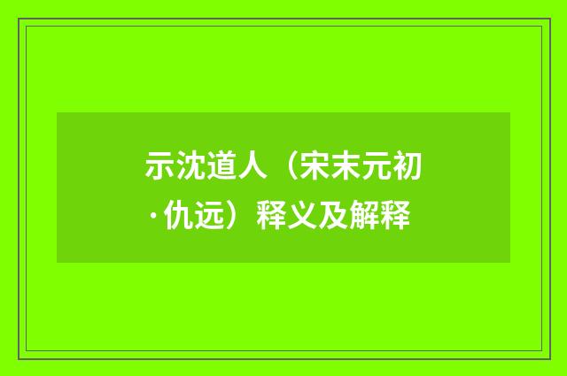 示沈道人（宋末元初·仇远）释义及解释