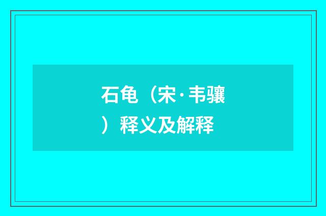 石龟（宋·韦骧）释义及解释