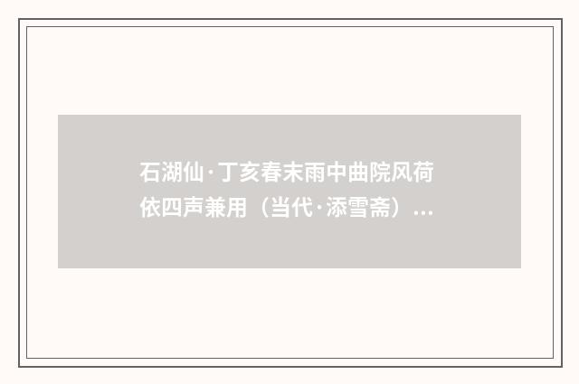 石湖仙·丁亥春末雨中曲院风荷 依四声兼用（当代·添雪斋）释义及解释