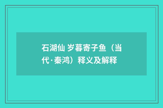 石湖仙 岁暮寄子鱼（当代·秦鸿）释义及解释