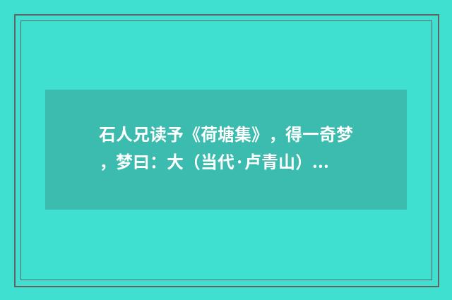 石人兄读予《荷塘集》，得一奇梦，梦曰：大（当代·卢青山）释义及解释
