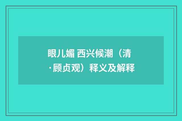 眼儿媚 西兴候潮（清·顾贞观）释义及解释