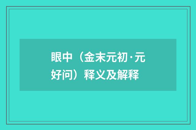 眼中（金末元初·元好问）释义及解释