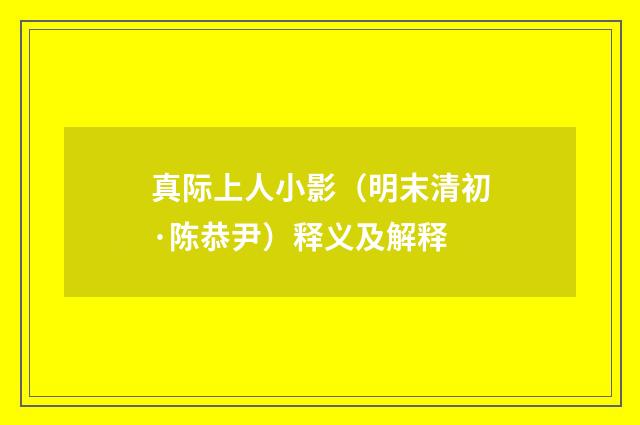 真际上人小影（明末清初·陈恭尹）释义及解释