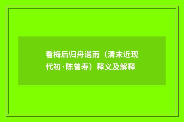 看梅后归舟遇雨（清末近现代初·陈曾寿）释义及解释