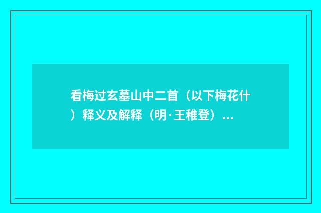 看梅过玄墓山中二首（以下梅花什）释义及解释（明·王稚登）释义及解释