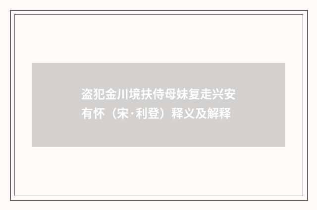 盗犯金川境扶侍母妹复走兴安有怀（宋·利登）释义及解释