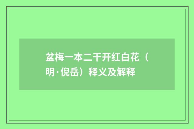 盆梅一本二干开红白花（明·倪岳）释义及解释