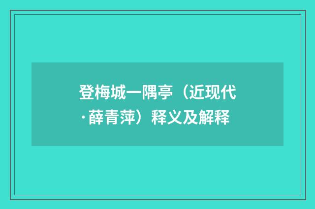 登梅城一隅亭（近现代·薛青萍）释义及解释