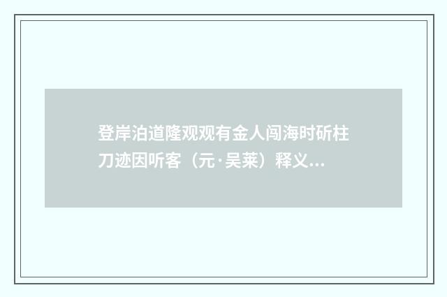 登岸泊道隆观观有金人闯海时斫柱刀迹因听客（元·吴莱）释义及解释
