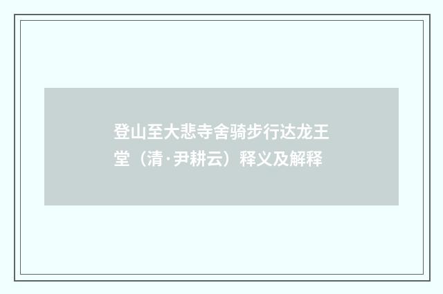 登山至大悲寺舍骑步行达龙王堂（清·尹耕云）释义及解释