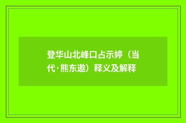 登华山北峰口占示婷（当代·熊东遨）释义及解释