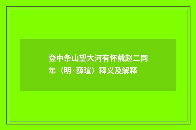 登中条山望大河有怀戴赵二同年（明·薛瑄）释义及解释